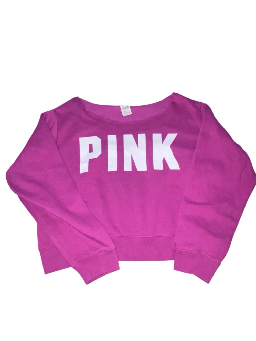 PINK Victoria's Secret Cropped Crewneck Sweatshirt - Purple with White Logo